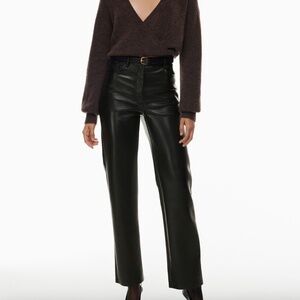 *new* aritzia wilfred melina black faux leather pants - black, size 0